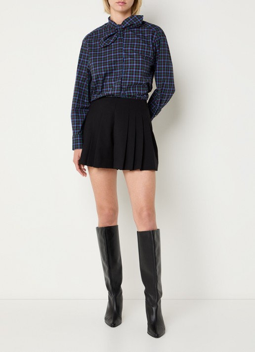 Claudie Pierlot Blouse met ruitdessin en sjaalkraag - voorkant 3 groen