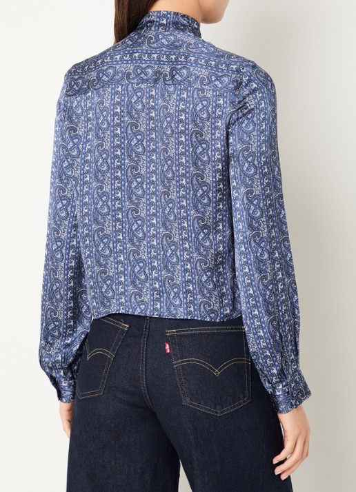 Claudie Pierlot Blouse met sjaalkraag en print - achterkant 4 royalblauw