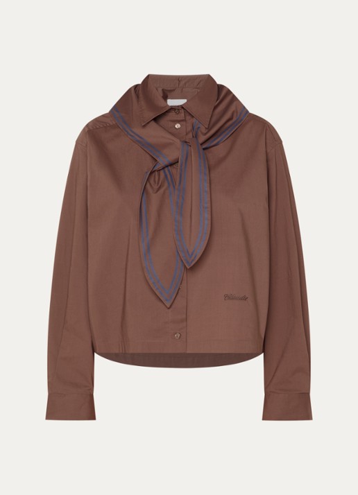 Claudie Pierlot Blouse met sjaalkraag - voorkant bruin