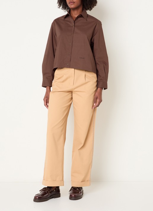 Claudie Pierlot Blouse met sjaalkraag - voorkant 2 bruin