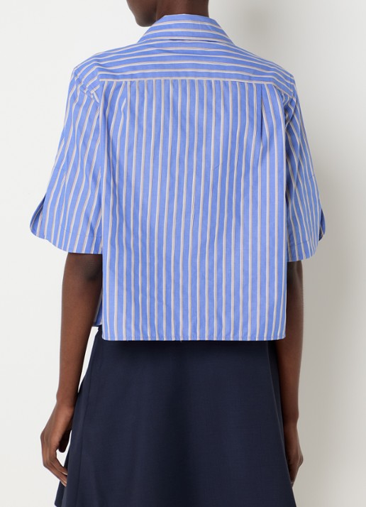 Claudie Pierlot Blouse met streepprint en sjaalkraag - achterkant blauw