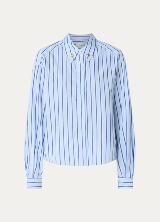 Claudie Pierlot Blouse met streepprint - voorkant blauw