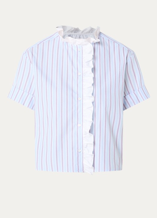 Claudie Pierlot Blouse met streepprint - voorkant 2 blauwgrijs