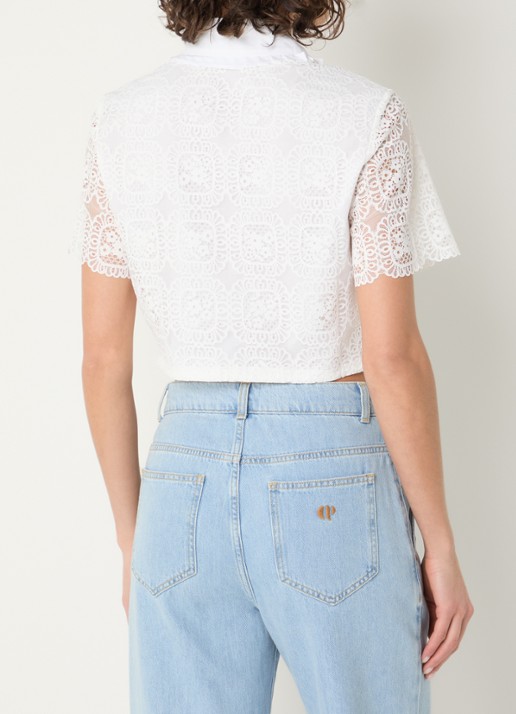 Claudie Pierlot Blouse van broderie - achterkant 3 wit