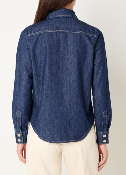 Claudie Pierlot Blouse van denim met borstzakken - achterkant 3 indigo