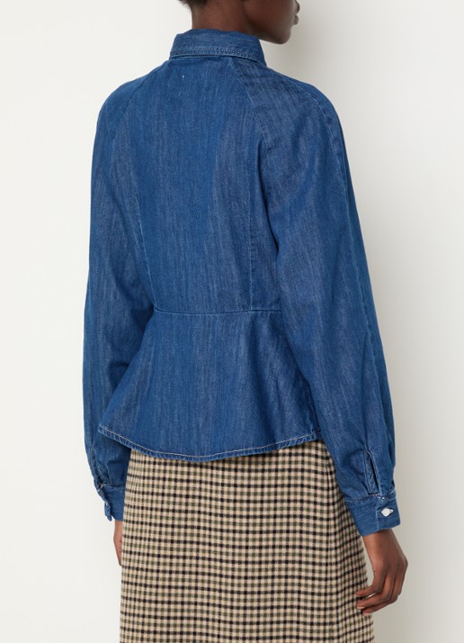 Claudie Pierlot Blouse van denim met peplum - achterkant blauw