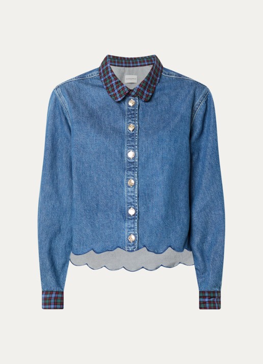 Claudie Pierlot Blouse van denim - voorkant blauw