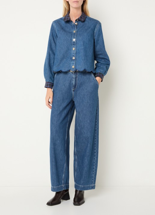 Claudie Pierlot Blouse van denim - voorkant 2 blauw