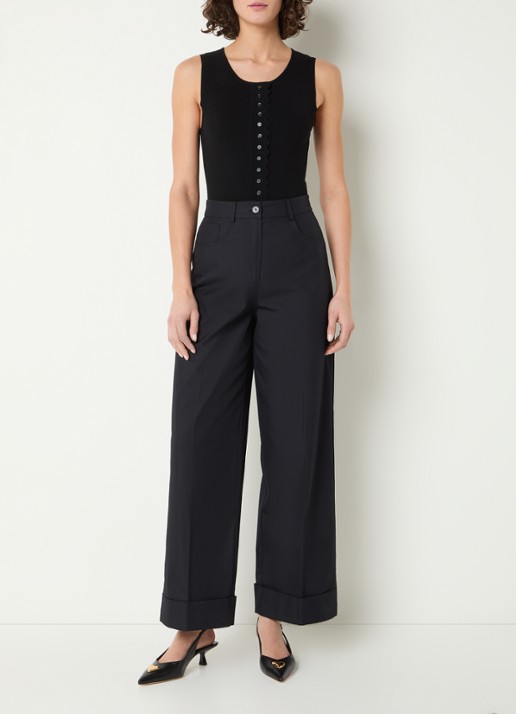Claudie Pierlot Body top met ronde hals - voorkant 3 zwart