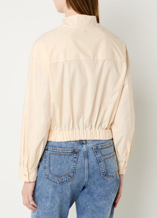 Claudie Pierlot Cally cropped blouse met sjaalkraag - achterkant 4 vanillegeel