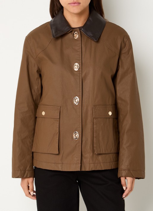 Claudie Pierlot Carlita gewatteerde jack met details van leer