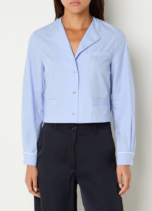 Claudie Pierlot Cassandre blouse met V-hals - detail 2 blauwgrijs