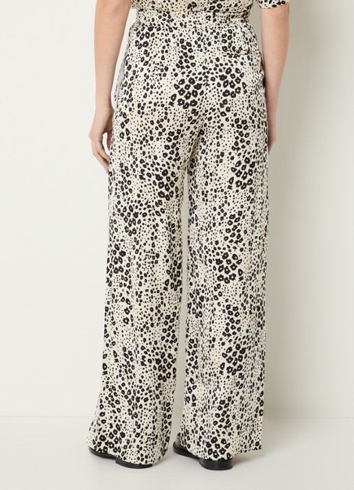 Claudie Pierlot Clair high waist loose fit pantalon met print - achterkant 4 creme