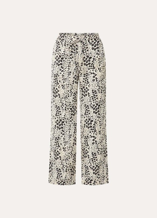Claudie Pierlot Clair high waist loose fit pantalon met print - voorkant creme