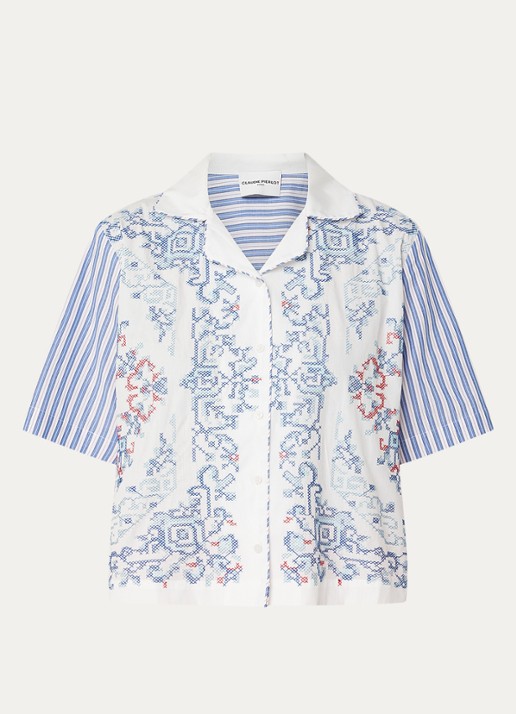 Claudie Pierlot Claire blouse met borduring - voorkant 3 blauw