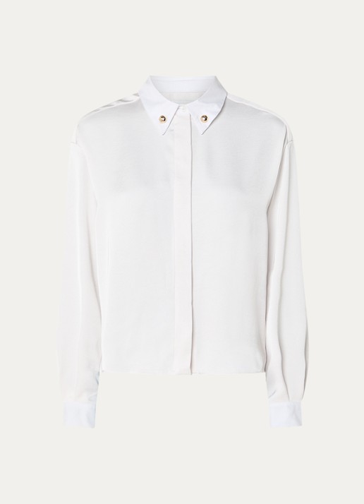 Claudie Pierlot Clemence blouse van satijn - voorkant gebroken wit