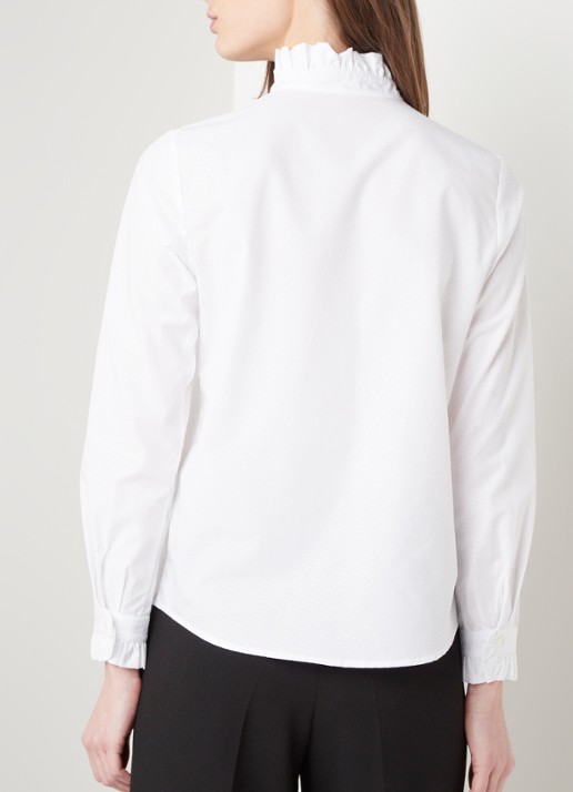Claudie Pierlot Colombineter blouse met stippendessin en ruches - achterkant 3 wit