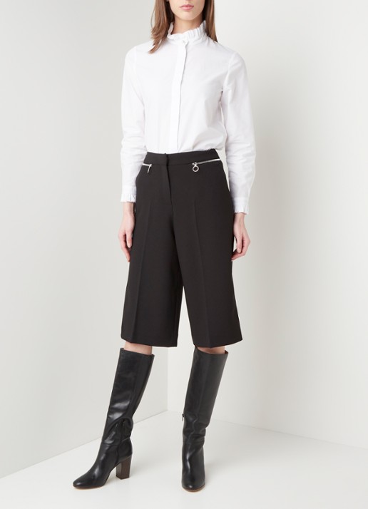 Claudie Pierlot Colombineter blouse met stippendessin en ruches - voorkant 2 wit