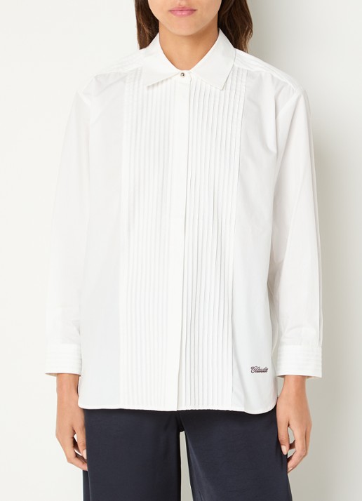 Claudie Pierlot Conrado blouse met plooien - detail 3 wit