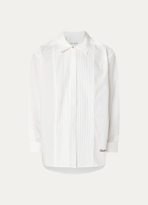 Claudie Pierlot Conrado blouse met plooien - voorkant wit