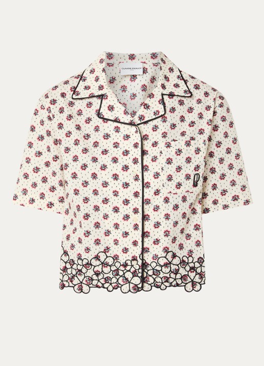 Claudie Pierlot Corine blouse met bloemenprint en borduring - voorkant 2 gebroken wit