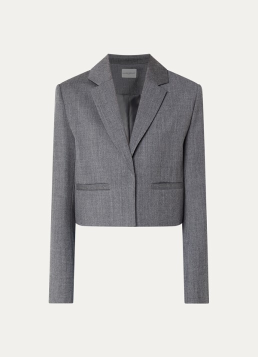 Claudie Pierlot Cropped blazer met paspelzakken - voorkant donkergrijs
