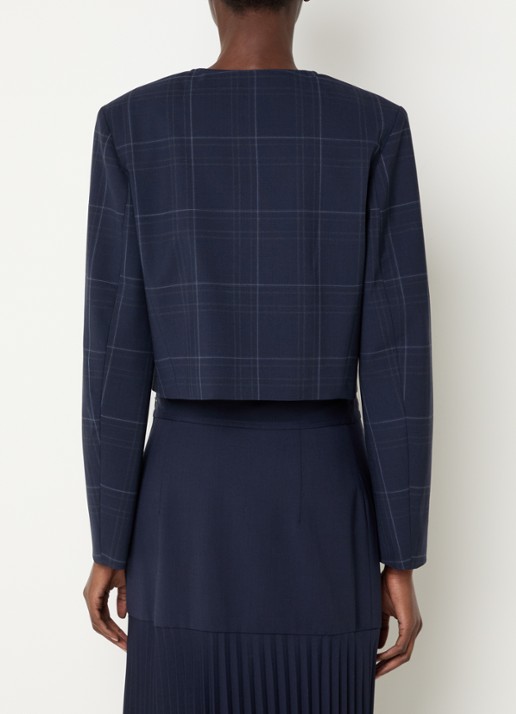 Claudie Pierlot Cropped blazer met ruitdessin - achterkant 4 donkerblauw