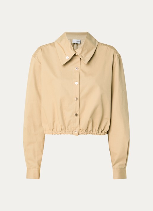 Claudie Pierlot Cropped blouse met elastische band - voorkant camel