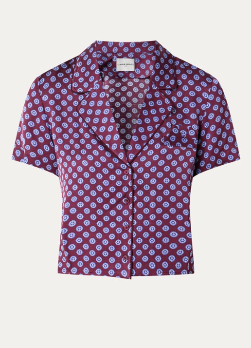 Claudie Pierlot Cropped blouse met print - voorkant 3 aubergine