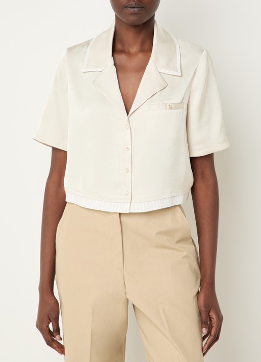 Claudie Pierlot Cropped blouse van satijn met borstzak