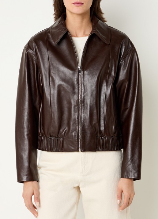 Claudie Pierlot Cropped jack van lamsleer met steekzakken