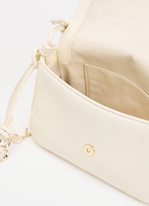 Claudie Pierlot Crossbodytas van lamsleer met logo  - detail 3 ivoor