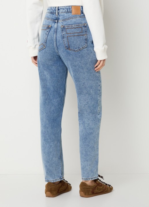 Claudie Pierlot Daria high waist straight leg jeans met medium wassing - achterkant indigo