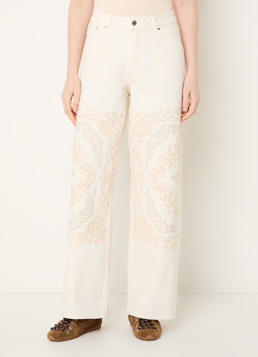 Claudie Pierlot Deborah high waist wide leg jeans met borduring