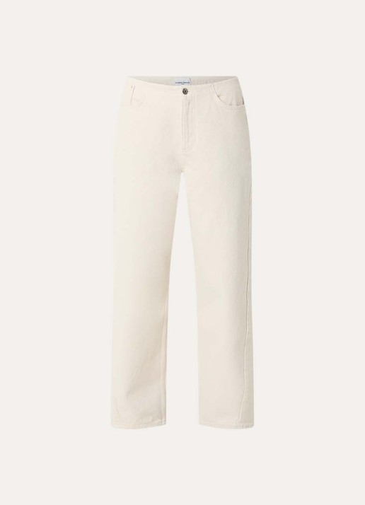 Claudie Pierlot Doris high waist straight leg jeans met gekleurde wassing - voorkant creme