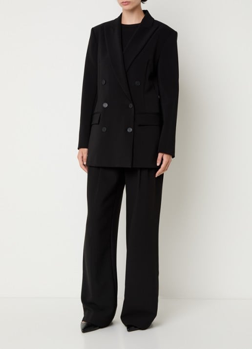 Claudie Pierlot Double-breasted blazer met schoudervulling - voorkant 3 zwart