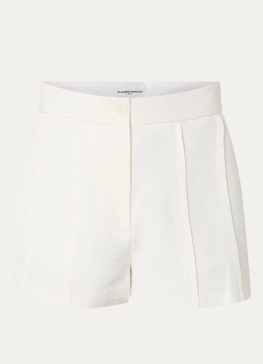 Claudie Pierlot Ellosbis high waist straight fit korte broek met steekzakken - voorkant 3 gebroken wit
