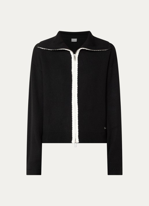 Claudie Pierlot Fijngebreid vest in wolblend met logoborduring - voorkant 3 zwart