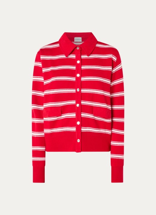 Claudie Pierlot Fijngebreid vest met streepprint - voorkant 2 rood