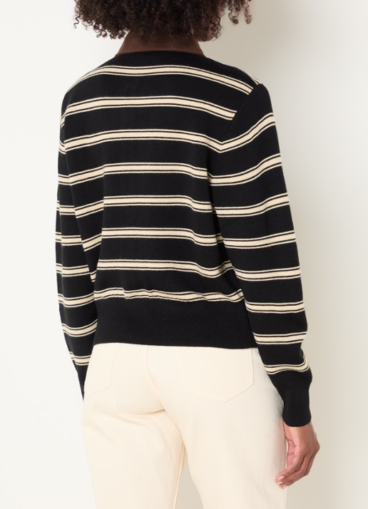 Claudie Pierlot Fijngebreid vest met streepprint - achterkant zwart