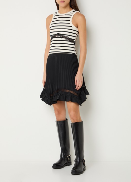 Claudie Pierlot Fijngebreide tanktop met rugdecolleté en details van kant - voorkant 4 wit