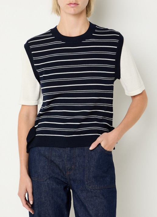 Claudie Pierlot Fijngebreide top in wolblend met streepprint