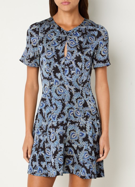 Claudie Pierlot Fonce mini jurk met paisley dessin - detail donkerblauw