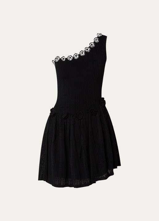 Claudie Pierlot Grofgebreide mini jurk met applicatie