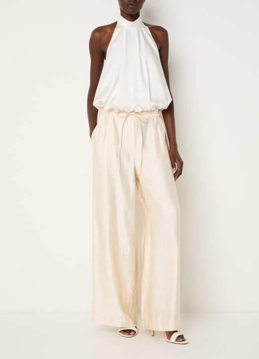 Claudie Pierlot Haltertop van satijn - voorkant 3 gebroken wit