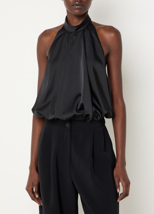 Claudie Pierlot Haltertop van satijn - detail zwart