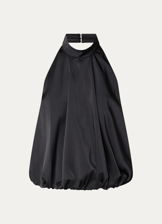 Claudie Pierlot Haltertop van satijn - voorkant 3 zwart