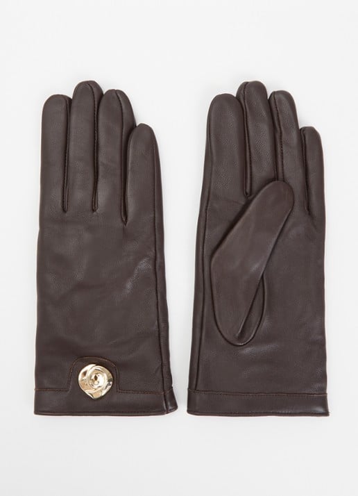 Claudie Pierlot Handschoenen van lamsleer - voorkant chocoladebruin