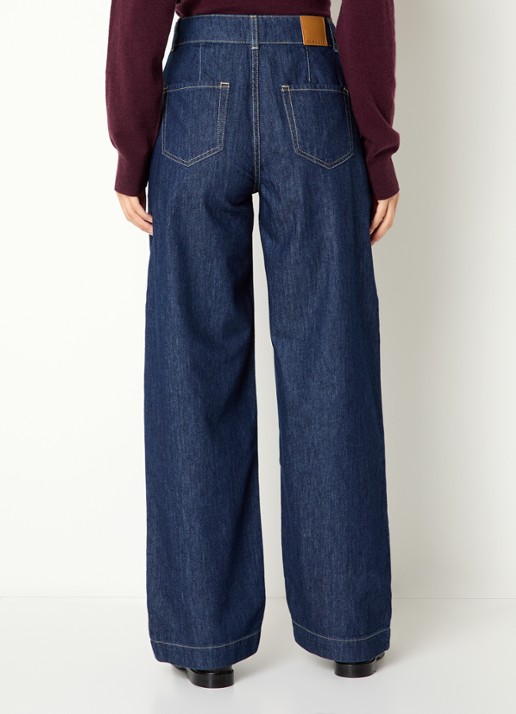 Claudie Pierlot High waist loose fit jeans met donkere wassing - achterkant 5 indigo