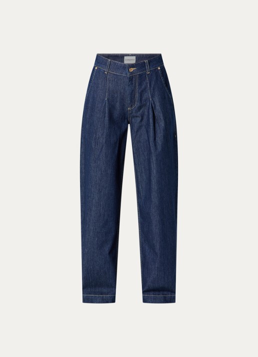 Claudie Pierlot High waist loose fit jeans met donkere wassing - voorkant 3 indigo